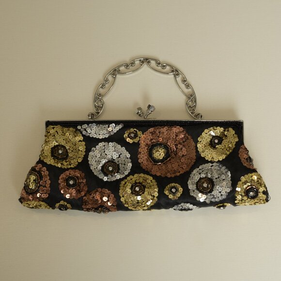 Vintage Silk Sequin Clutch - Picture 1 of 9